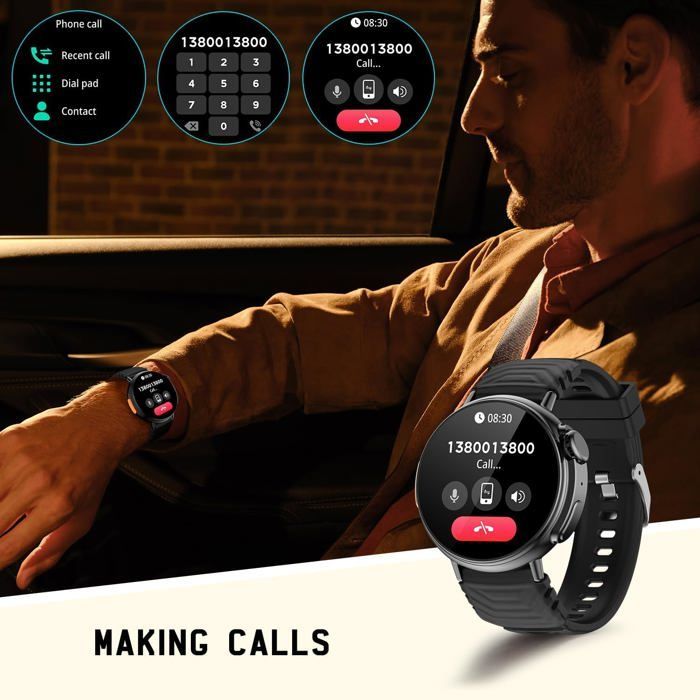 Hochwertige Smartwatch für Damen und Herren mit Anruffunktion, rundem 1,52-Zoll-HD-Display (360 x 360 Pixel), Militär-Sport-Smartwatch mit über 120 Sportmodi und Schrittzähler