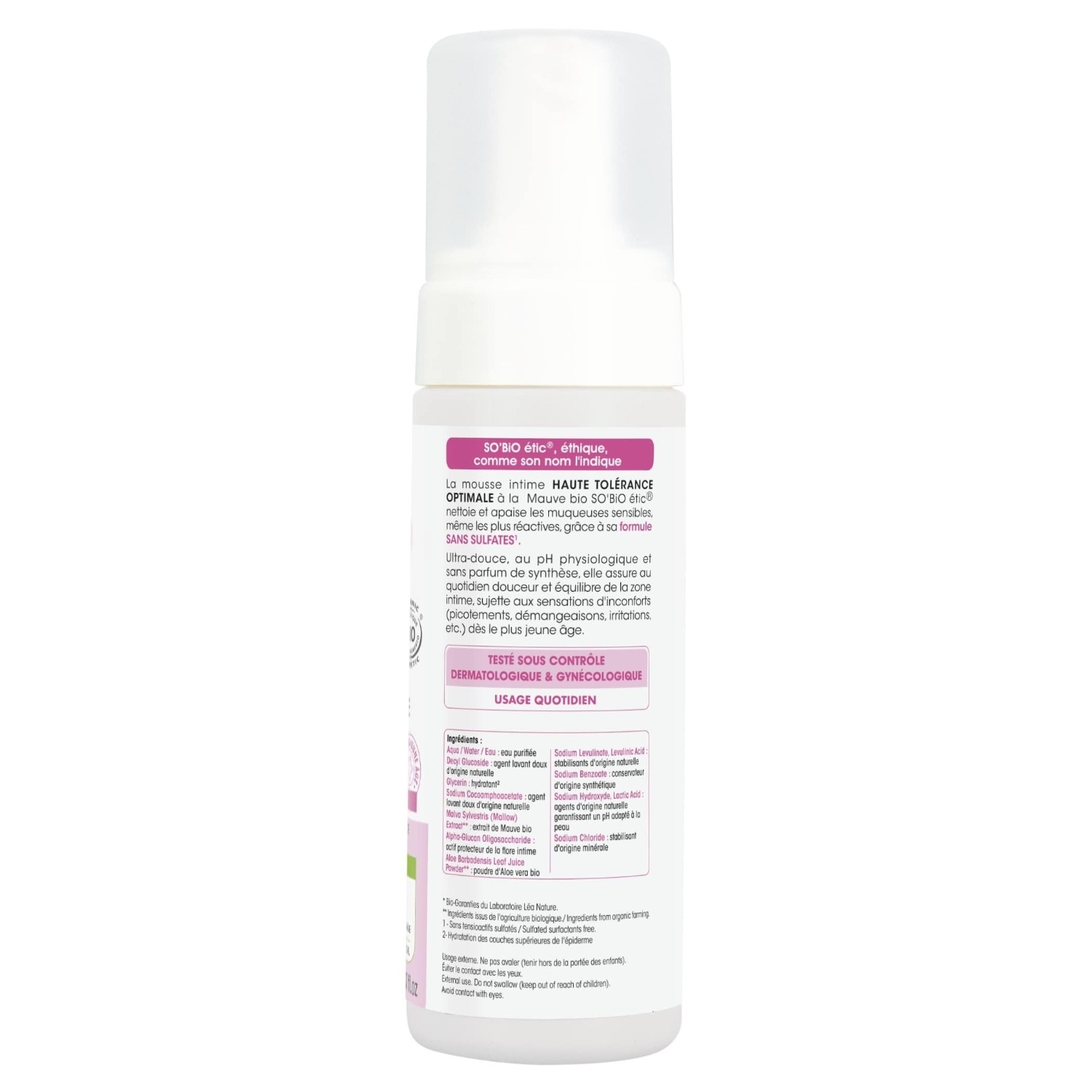 SO BiO étic Mousse intime, haute tolérance optimale, mauve bio, apaise