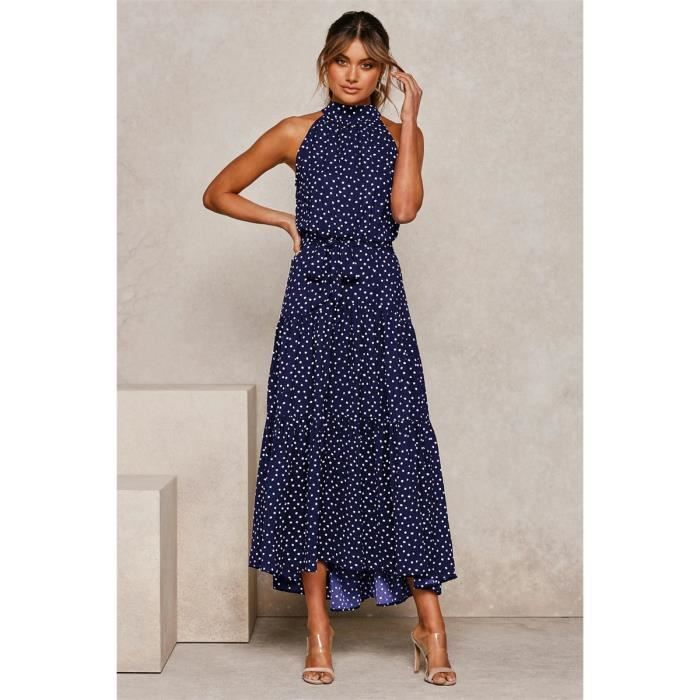 Vestido largo de playa sexy para mujer, talla grande, color azul.
