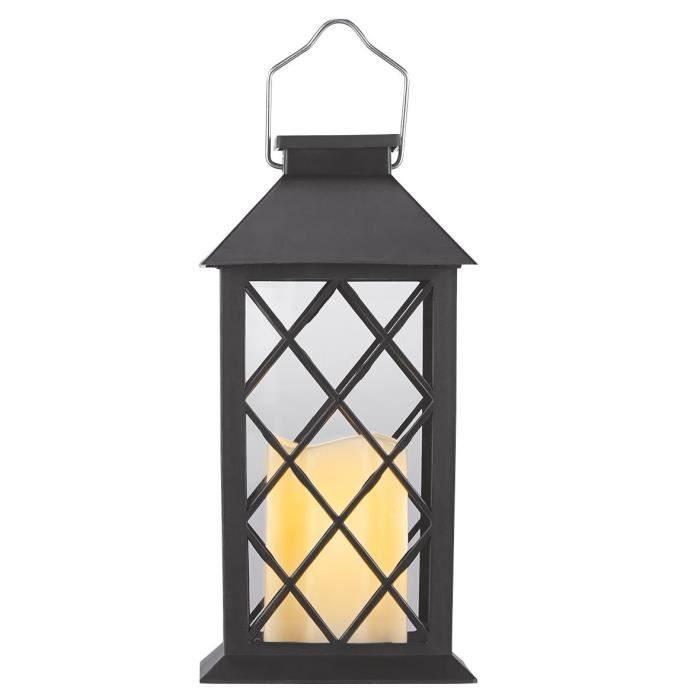 Lanterne de jardin solaire - LUNARTEC - LED effet flamme - Noir - IP44