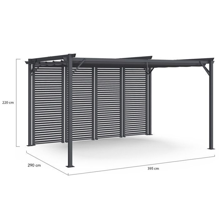 IDMARKET Pérgola edición coleccionista, lamas de techo retráctiles, 3x4 m, 4 paneles modulares, gris antracita