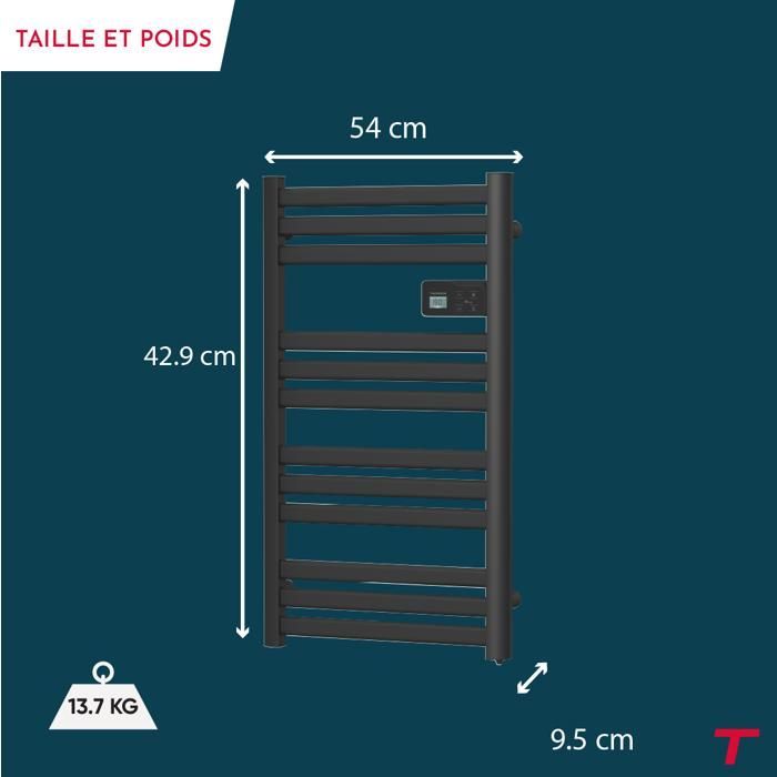 Flüssigkeitsloser elektrischer Handtuchwärmer – THOMSON – COSMO 500 W – WLAN-fähig – Schwarz – NF