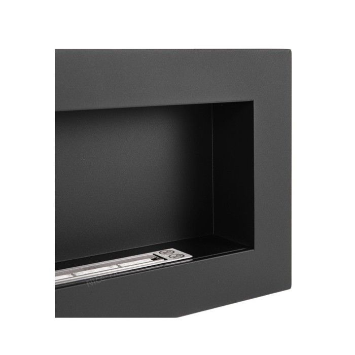 Schwarzer Bioethanol-Kamin BOX 900 mm. Wandmontierter Ethanol-Kamin.