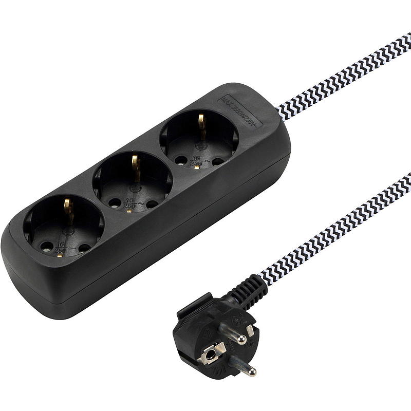Smartline aftakconnector 3-weg 1,5 m, geaard, textiel