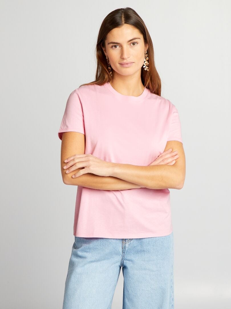 Camiseta lisa de punto - rosa pálido