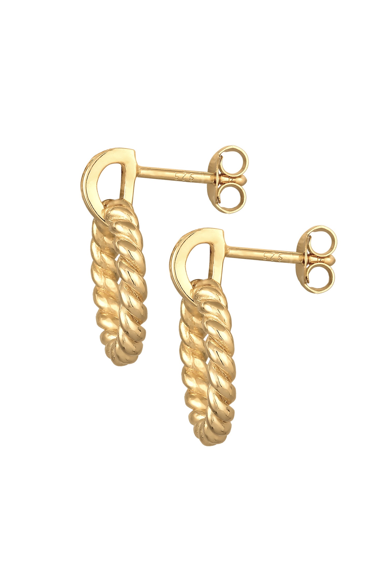Elli Clous d'oreilles pour femmes ronds torsadés en argent sterling 925