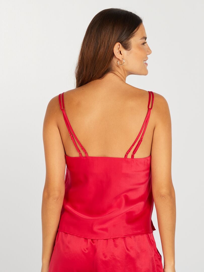 Satijnen pyjamatop 'Sans Complexe' - ROOD
