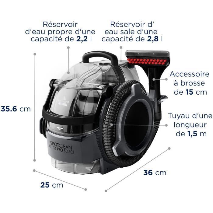 BISSELL SpotClean Auto Pro Select 3730N - Removes stains, cleans and vacuums - Large capacity tank - Long reach