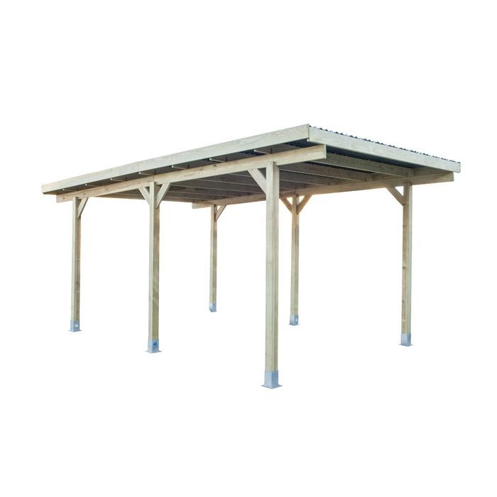 Cochera de madera con techo de PVC