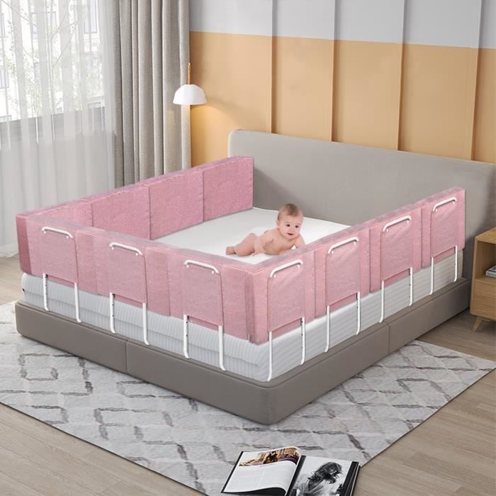 XMTECH Barrière de lit Bébé Réglable en Hauteur Softpack Garde de Lit D'enfant Protection Anti-chute Rose Cerise 50cm