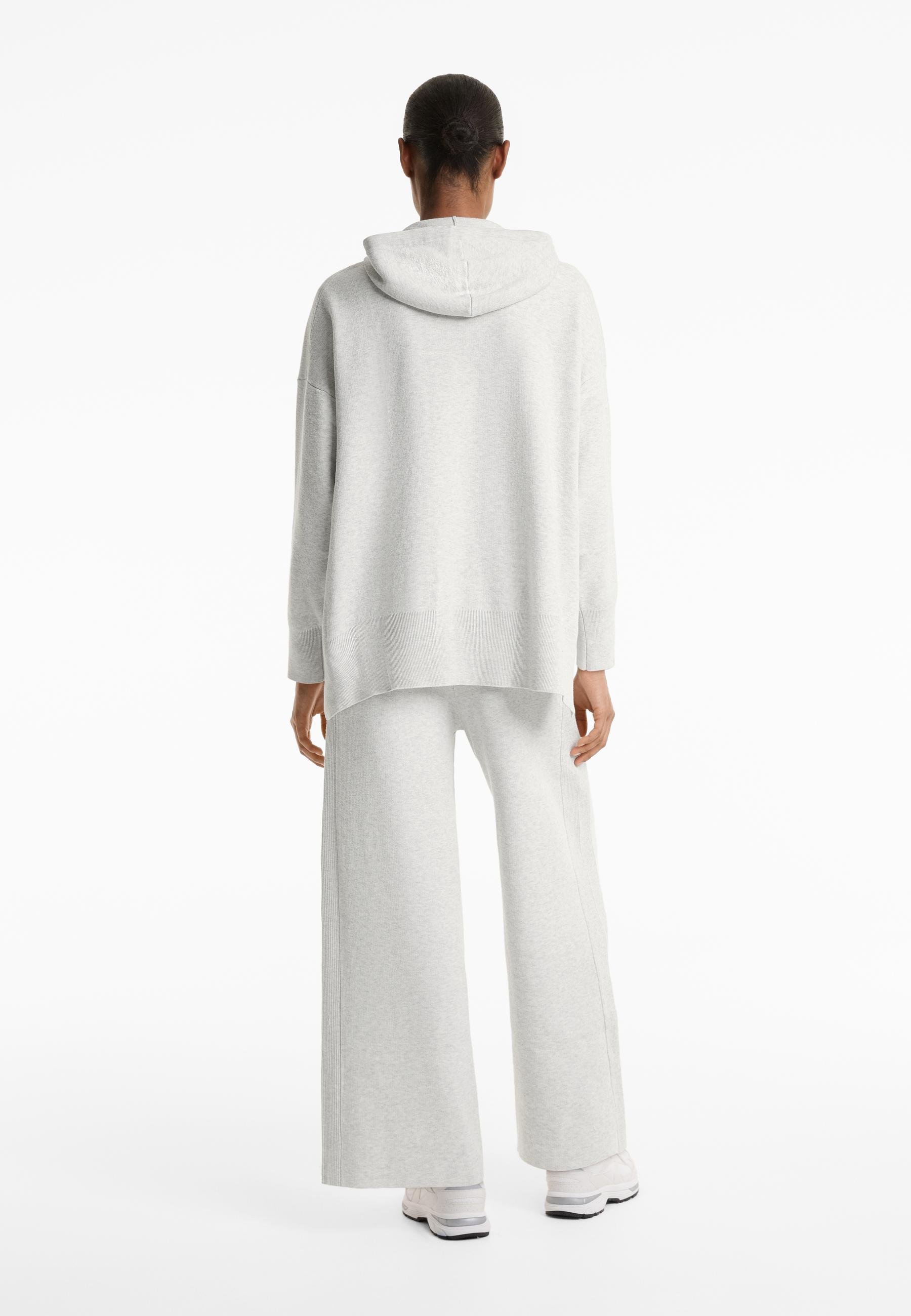 Cardigan OYSHO HOODED LONG KNIT - Tricot - gri deschis pătat