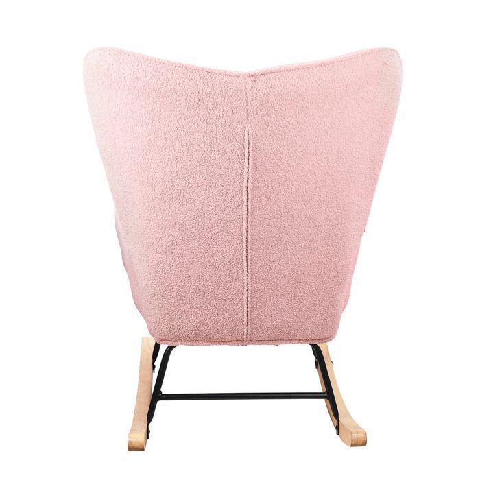 Fauteuil à Bascule - COMANLAI - Relax - Bois Massif - Rose - 1 Place