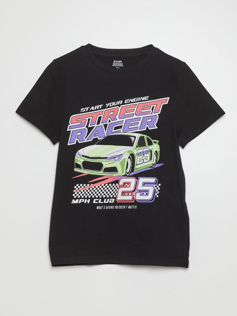 Camiseta de manga curta e gola redonda - PRETA