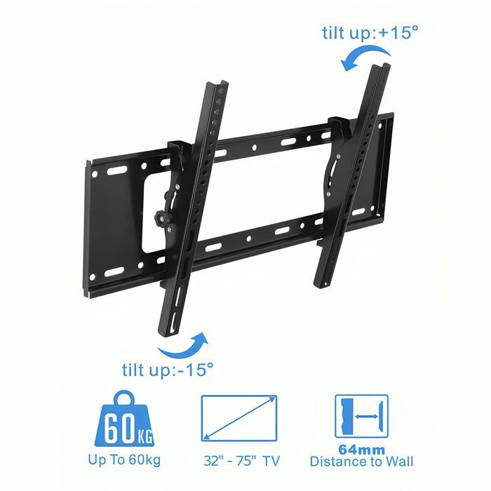 Support TV fixation mural inclinable de 15° pour TV QLED Samsung TQ65Q80C 2023 65