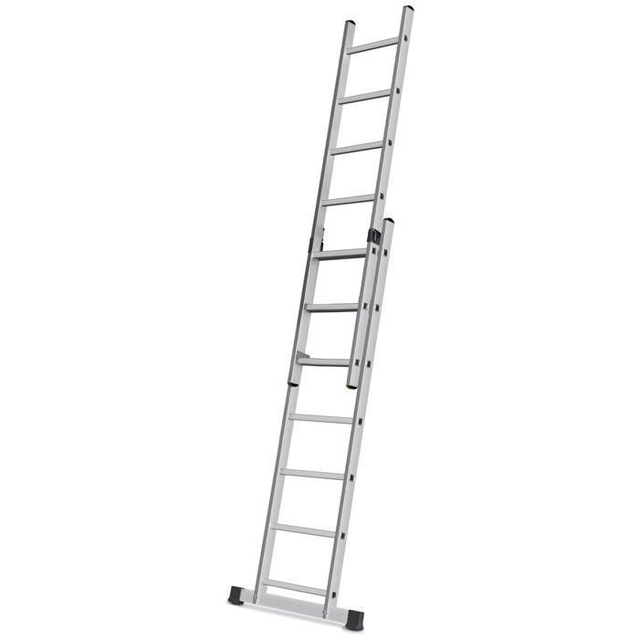 HOGE modulaire 2-delige aluminium ladder, steiger, trapladder, werkplatform, 7 treden