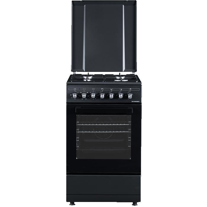 Cocina de gas Schneider SCCG54C-BM, color negro mate.