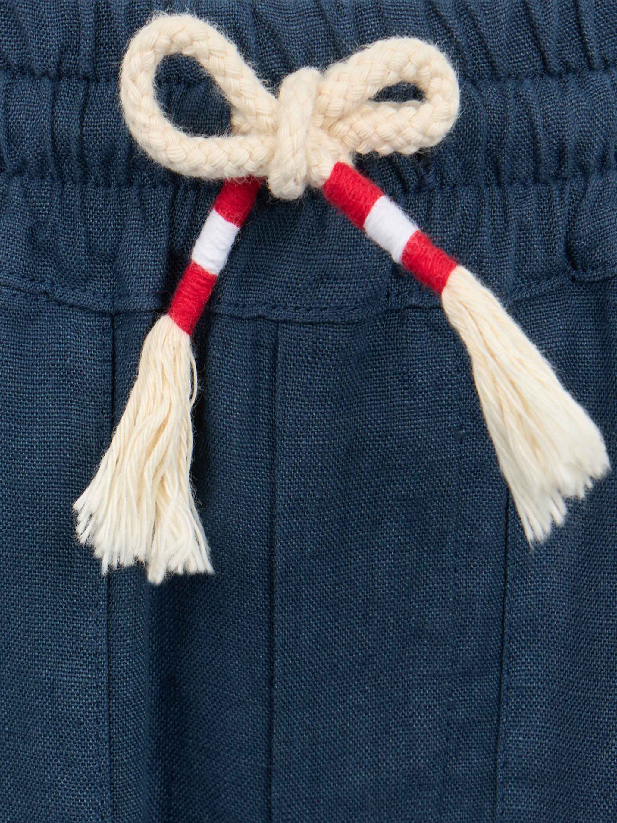 Calais Jr jongensbroek van marineblauw linnen met trekkoord