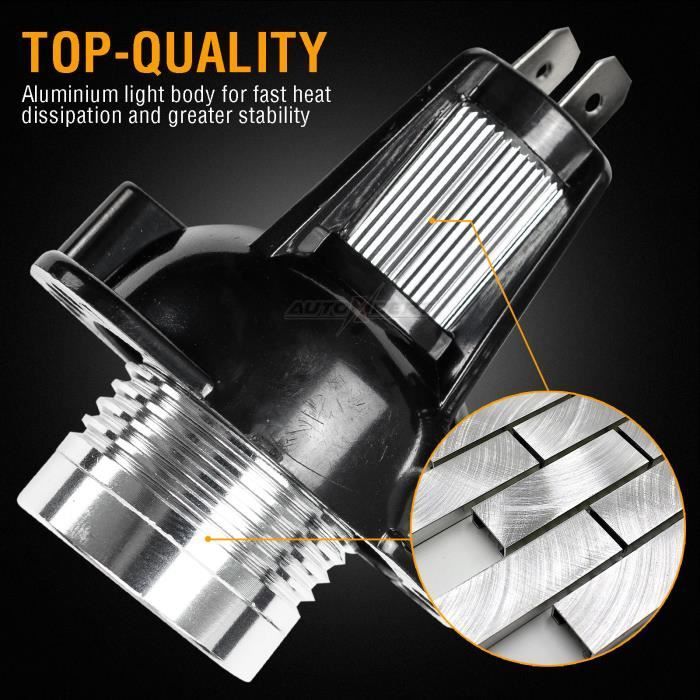 2PCS Pour BMW Série 3 E90 E91 2005-2008 12W LED Blanc Remplacement ampoules yeux d'ange halo anneau