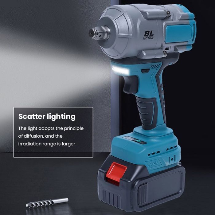 Avvitatore a impulsi elettrico senza fili, coppia di 3000 Nm, velocità variabile, ideale per riparazioni domestiche e progetti fai da te.