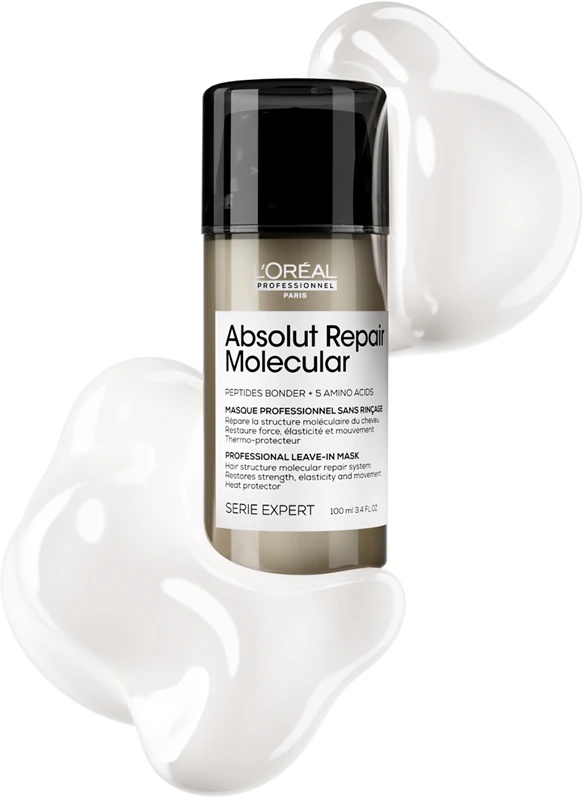 „L'Oréal Professionnel Serie Expert Absolut Repair“ molekulinė regeneruojamoji kaukė pažeistiems plaukams.