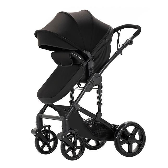 Poussette Magic ZC Poussette 3 en 1 Poussette trio Jusqu'à 15KG 0-3 ans Hamac réversible Avec grand panier Frein à pied Noir