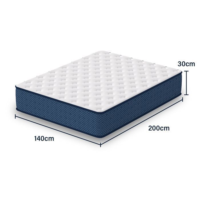 Colchón de 140x200 cm, 30 cm de grosor, firme, 7 zonas de confort con espuma viscoelástica adaptativa, reversible, soporte perfecto, DEWINNER