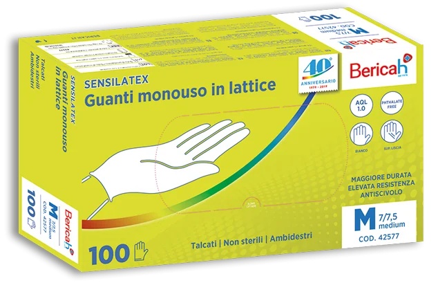 Sensilatex wegwerp latex handschoenen met poeder AQL 1.0 Maat M 100 stuks Maat M