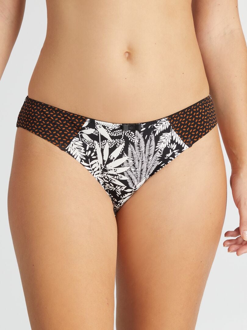 Calcinha de microfibra com estampa 'Envie de lingerie' - PRETA