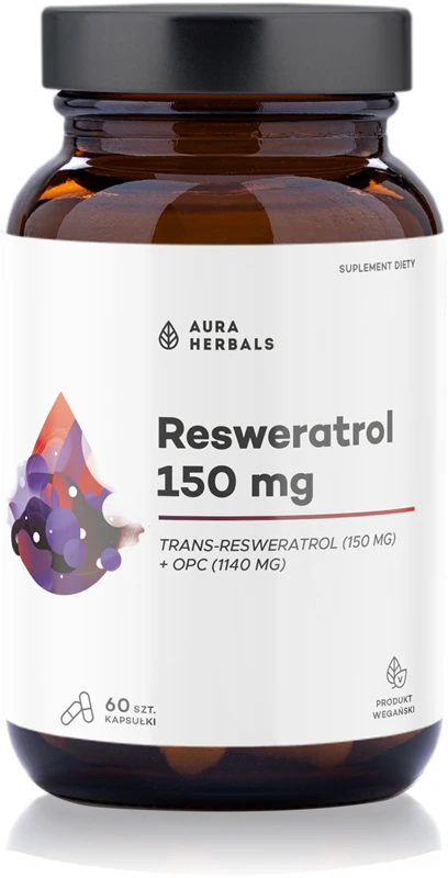 Aura Herbals Resveratrol 150 mg kapsuly s výživovým doplnkom s antioxidačnými vlastnosťami
