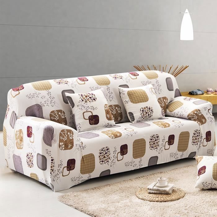 Housse Revêtement de Canapé Tissu Élastique Extensible Moderne pour Canapé de 3 Places Modèle 2# 190-230cm