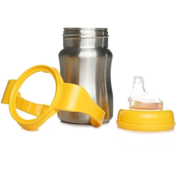 Thermobaby Training Cup - Stainless Steel - 180 ml - Mango Yellow - Ergonomic and Leak-Proof