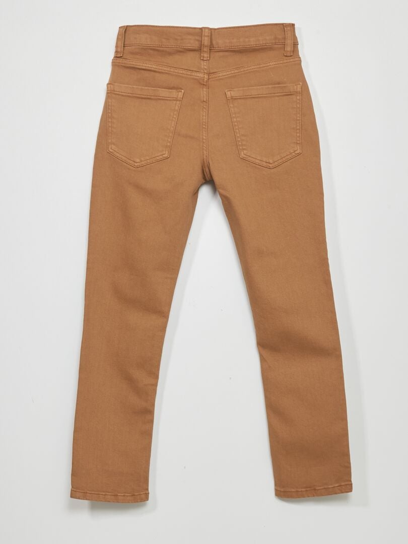 Calça jeans slim de 5 bolsos - MARROM