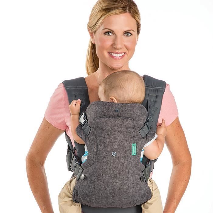 INFANTINO Flip Ergonomic 4-in-1 Baby Carrier, Grey - Ergonomic Flip 4-in-1 - Polyester - From 3.6 to 14.5 kg