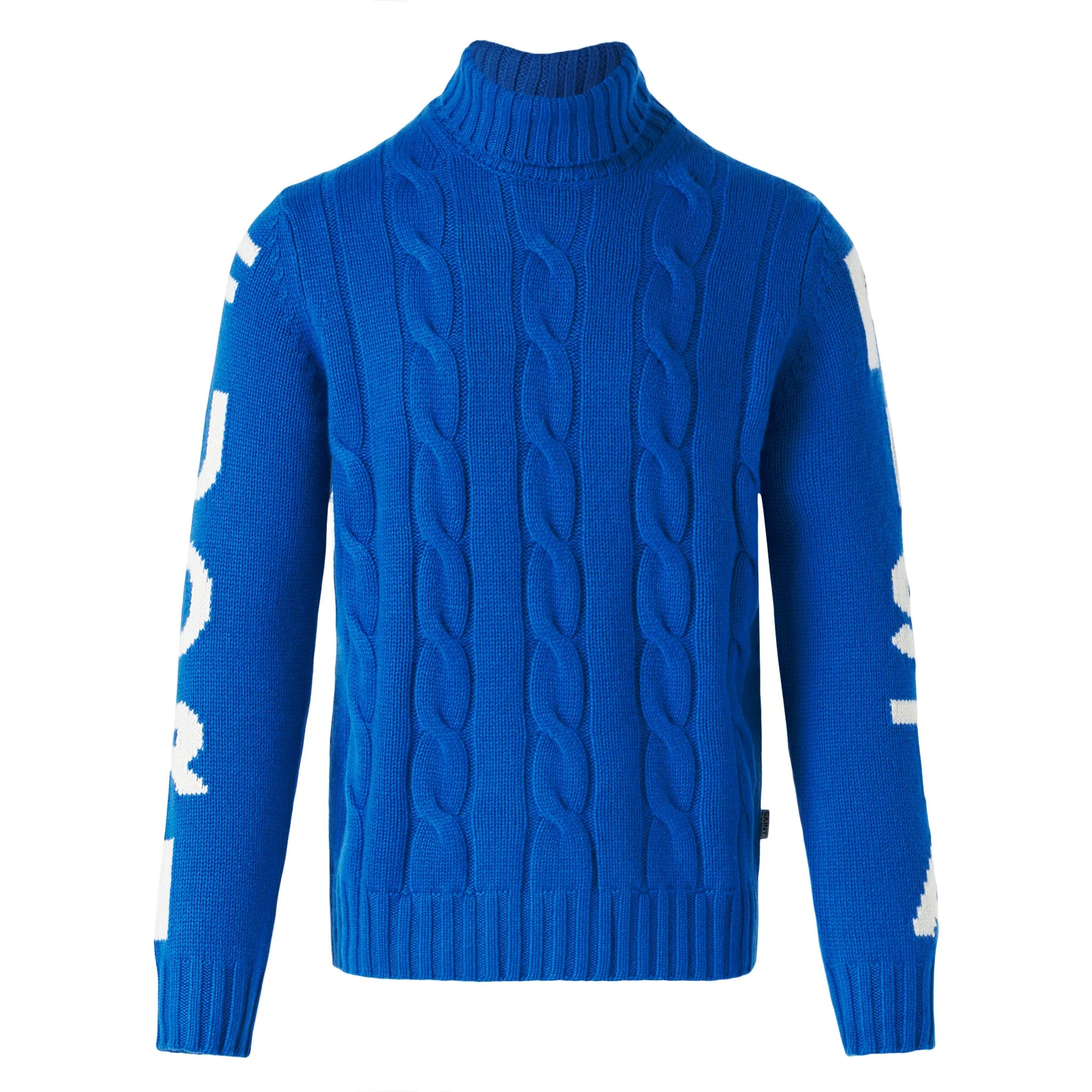 Jersey de punto trenzado de cuello alto jacquard para hombre, estilo off-piste