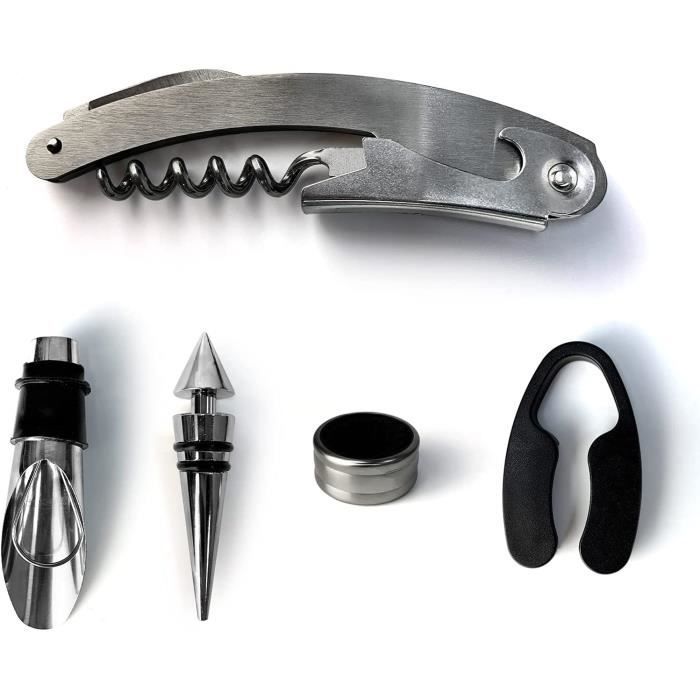 sacacorchos, juegos de accesorios para vino, accesorios para vino, estuches de regalo para vino, abridor de botellas, con tapón de vino, vertedor de vino