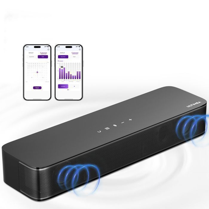 ULTIMEA Barre de Son 2.1ch Tout-en-Un pour TV, Caisson de Basses Intégré, Contrôle via App, 120W, Bluetooth 5.4, Poseidon M20