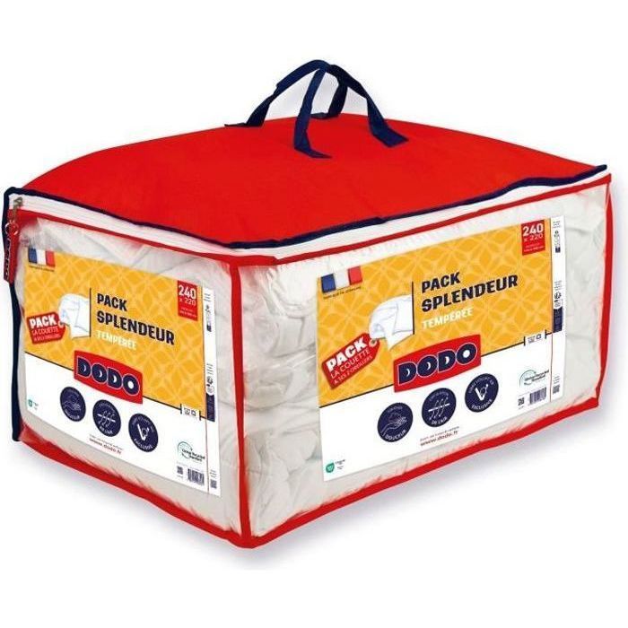 Bettwäsche-Set 220 x 240 cm + 2 Kissen 60 x 60 cm – Splendor – 100 % Polyester, 300 g/m² Füllung – Weiß – DODO