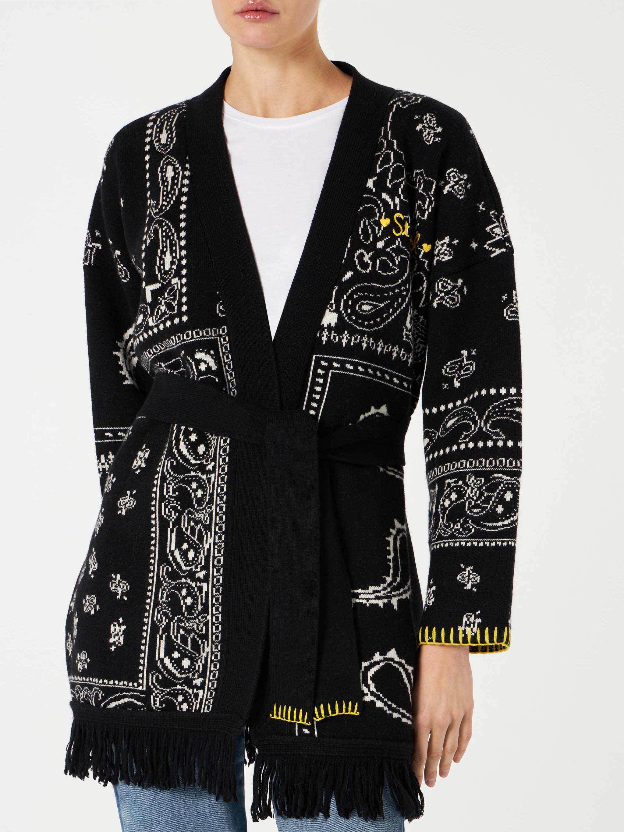 Cappotto da donna bandana con cintura e ricamo St. Barth