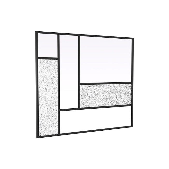 Techo de cristal de diseño asimétrico en aluminio con recubrimiento en polvo y cristal templado texturizado - 150 x 130 cm - FAIRVIEW