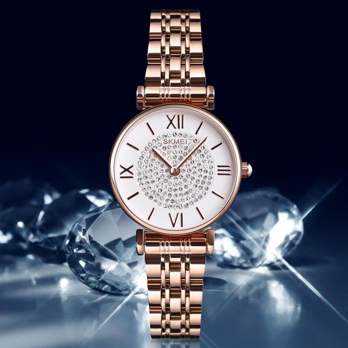 Reloj de lujo para mujer SHARPHY con diamantes, movimiento de cuarzo y brazalete impermeable.