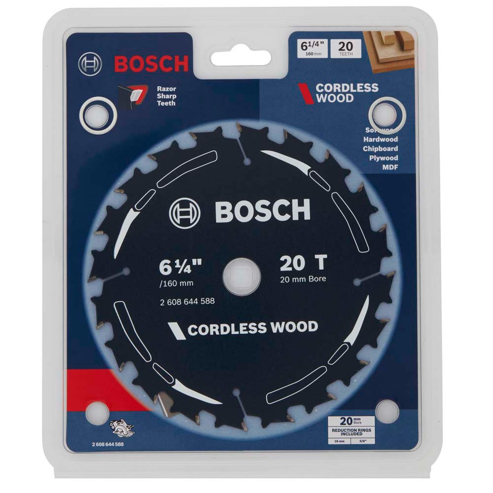 Disco de corte para madeira BOSCH TCT de 160 mm com 20 dentes - SERRA DE MADEIRA SEM FIO