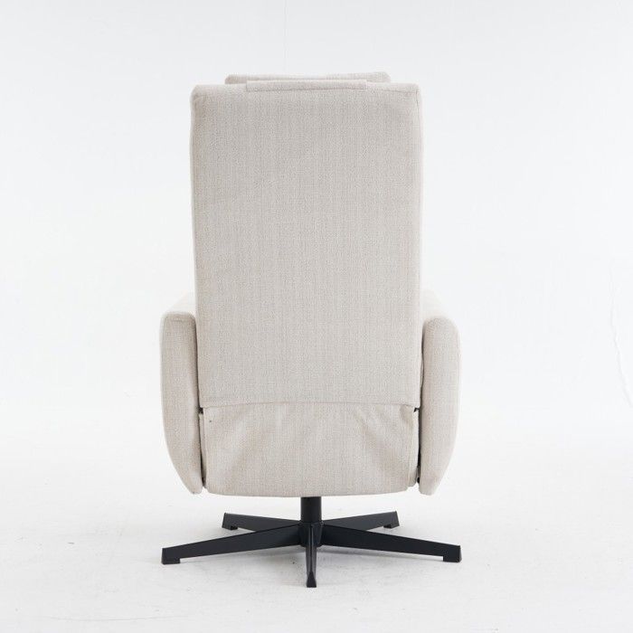 Comfortable reclining armchair with footrest - Modern beige living room sofa - Swivel chaise lounge for breastfeeding and TV