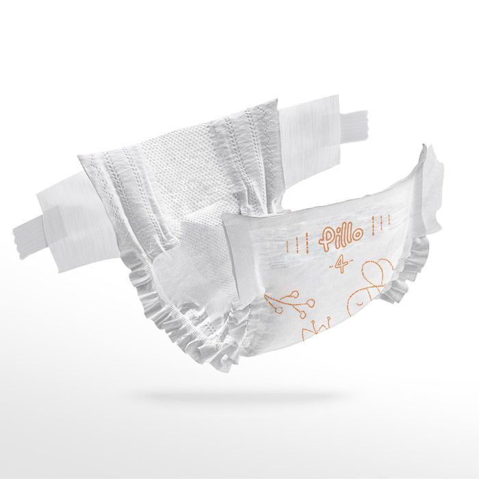 Pillo luiers maat 4 - Pak van 152 luiers, 4 pakken van 38 babyluiers maat 4 - Maxi (9-14 kg) - Babyluier