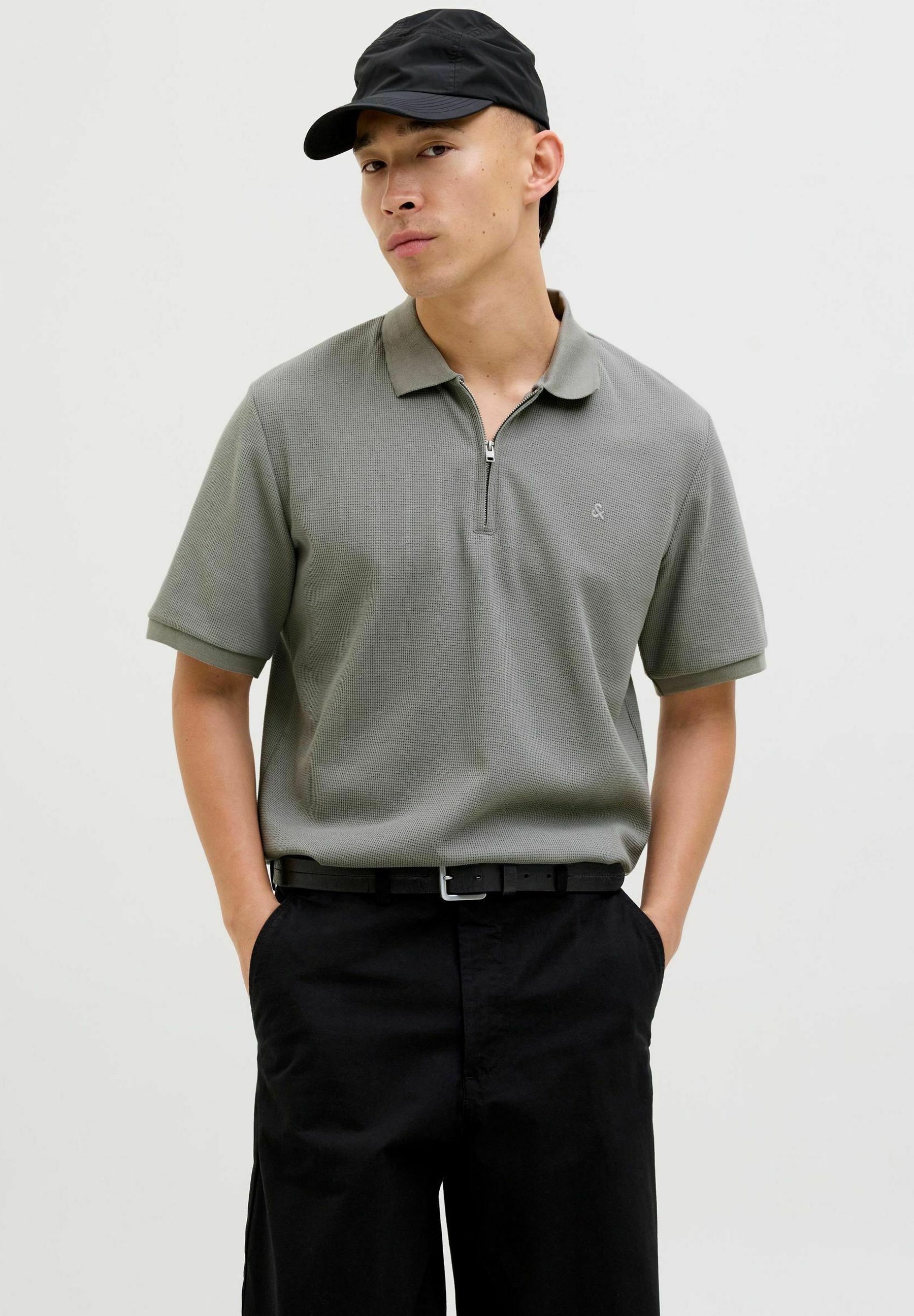 Polo Jack & Jones JJEAUSTIN ZIP SS NOOS - Gris ultime