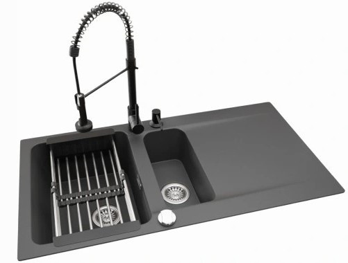 Franke Orion OID 651-100 czarny onyx kwarc bateria Spiral