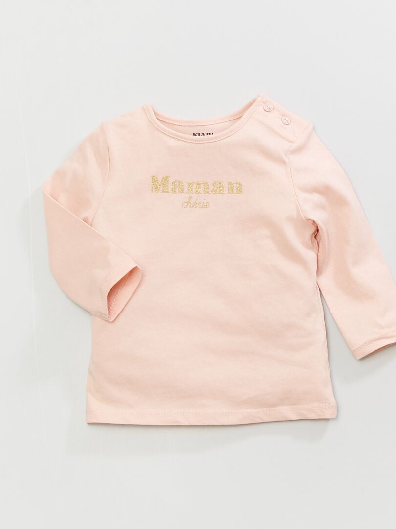 Bedrukt T-shirt met lange mouwen - Roze
