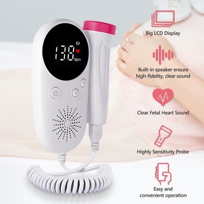 Babyhartslagmeter, professionele, zeer gevoelige sonde, geschikt voor zwangere moeders - Roze