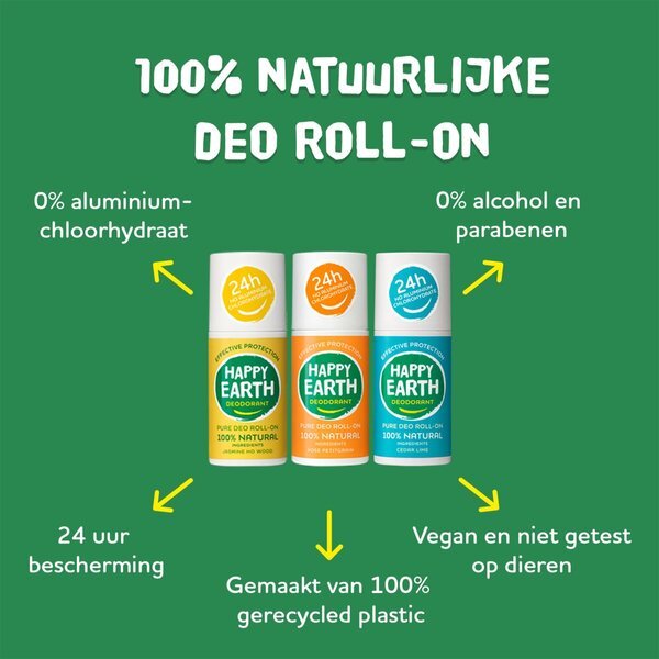 Happy Earth 100% prirodni dezodorans od kedra i limete u roleru<br>75ml