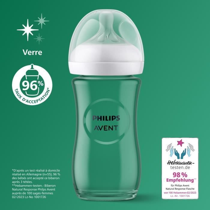 Kit per neonati - PHILIPS AVENT - Vetro naturale 3.0 - Biberon in vetro da 120 ml + 2 biberon da 240 ml + ciucci ultra morbidi 0-6 mesi