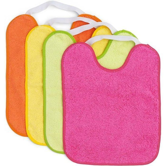 TI-TIN | Set di 4 bavaglini impermeabili per neonati | Chiusura elastica per bambini dai 6 ai 18 mesi | Lavabili in lavatrice | 23x28 cm